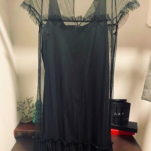 Zara trafaluc collection black soft tulle dress with ruffled bottom x